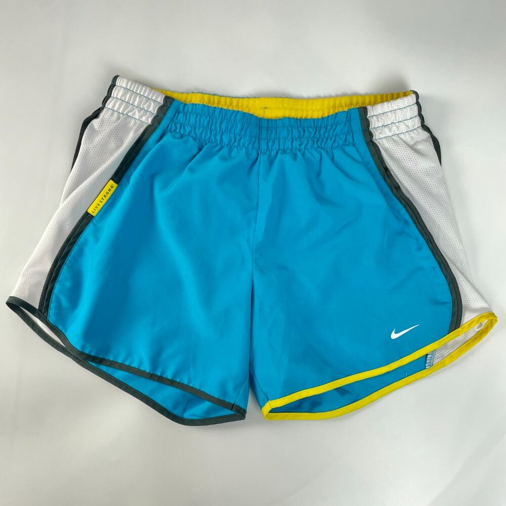 Nike Dri-Fit Running‎ Shorts Blue Yellow Livestrong Women Size XS Athletic Gym